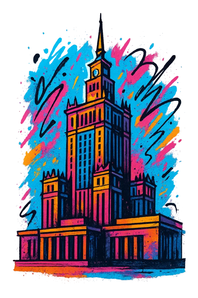 Motyw Warszawa: Pałac Kultury — kolorowy projekt