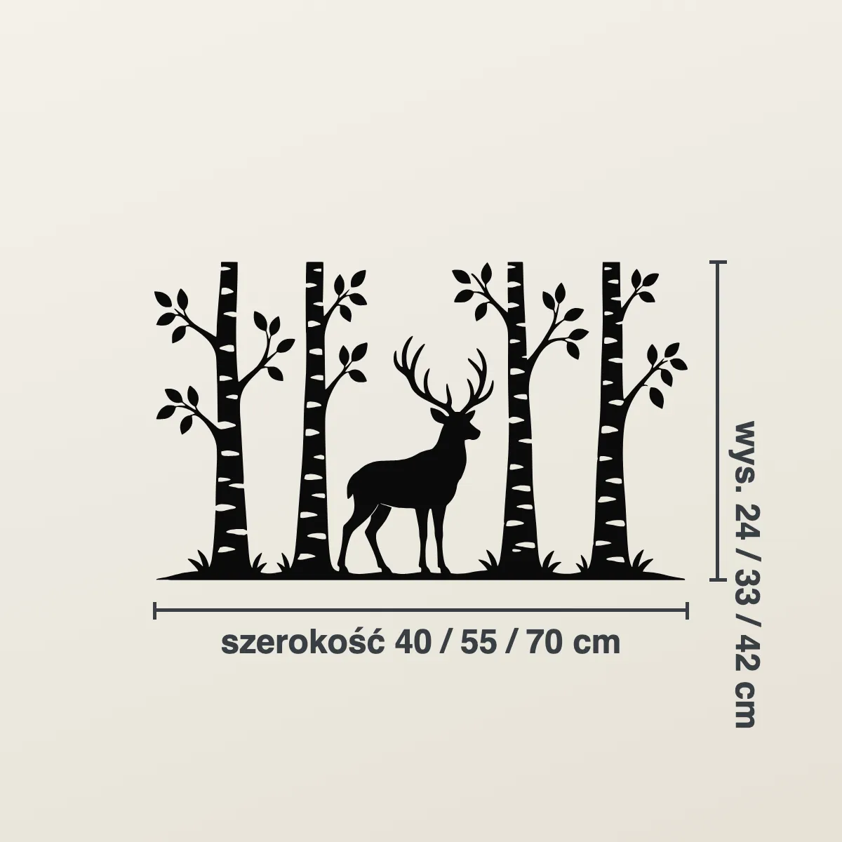 Grafika na ścianę — Brzozy i jeleń