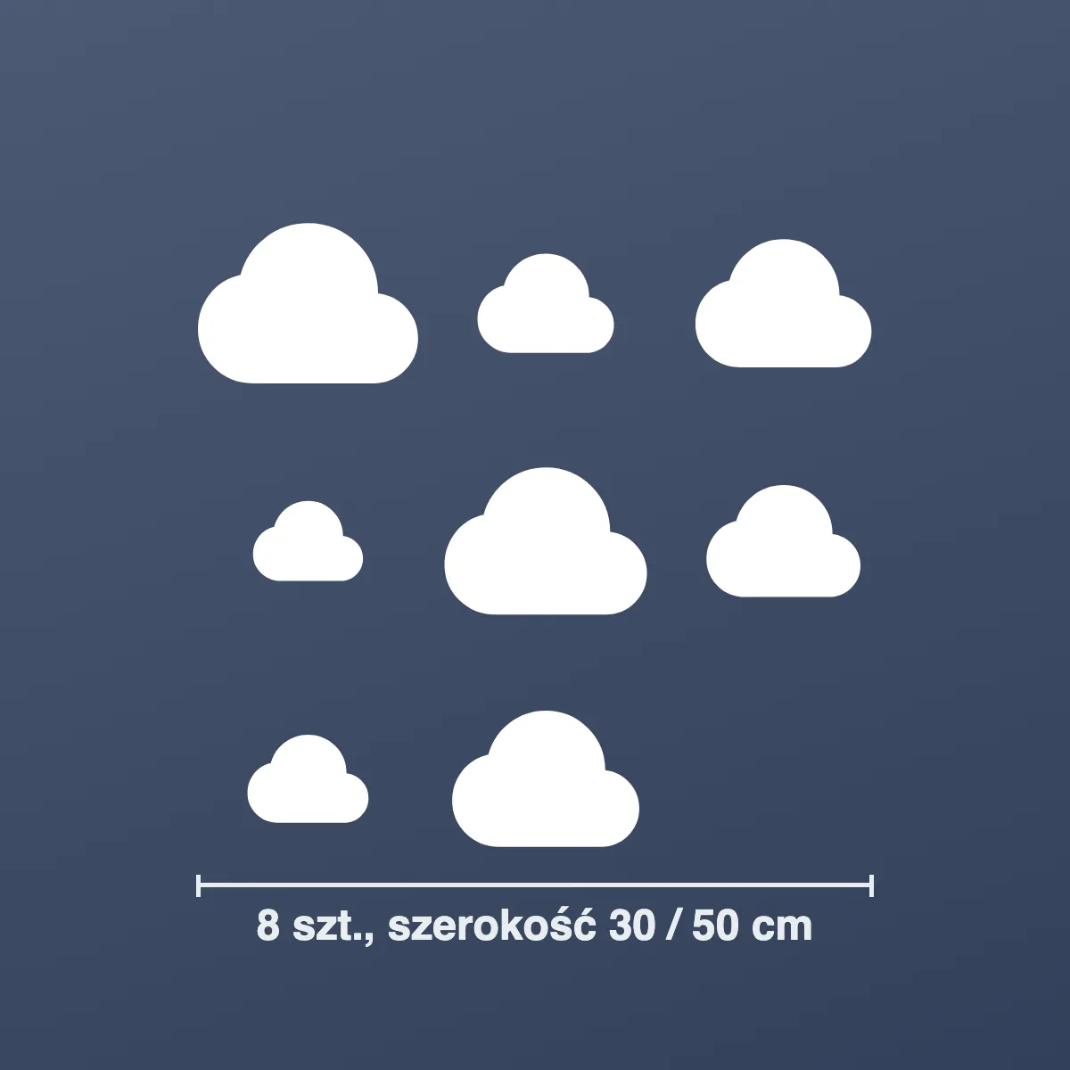 Naklejki na ścianę dla dzieci: chmurki (8 szt.)