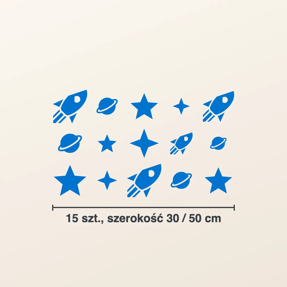 Naklejki na ścianę dla dzieci: kosmos (15 szt.)