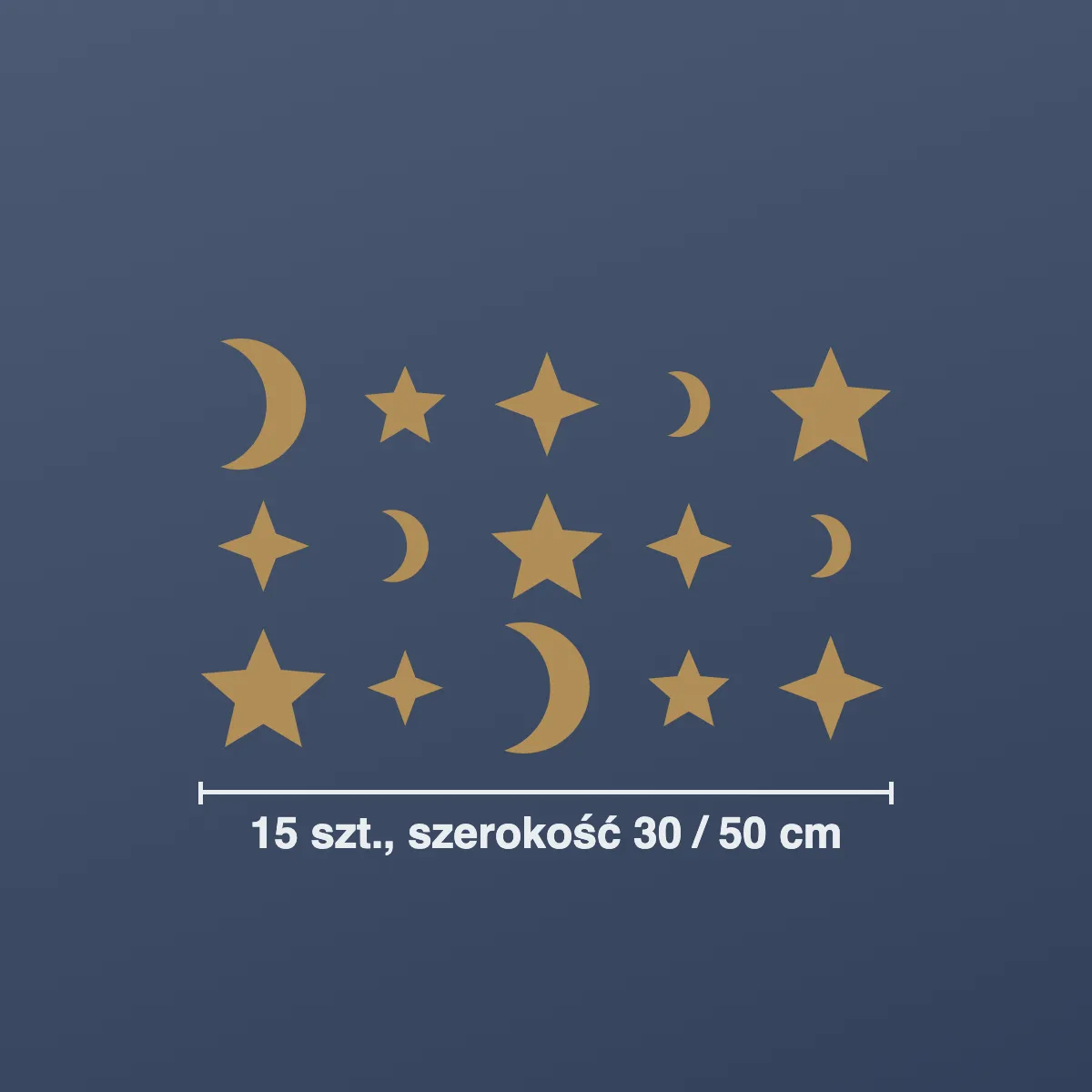Naklejki na ścianę dla dzieci: księżyc i gwiazdki (15 szt.)