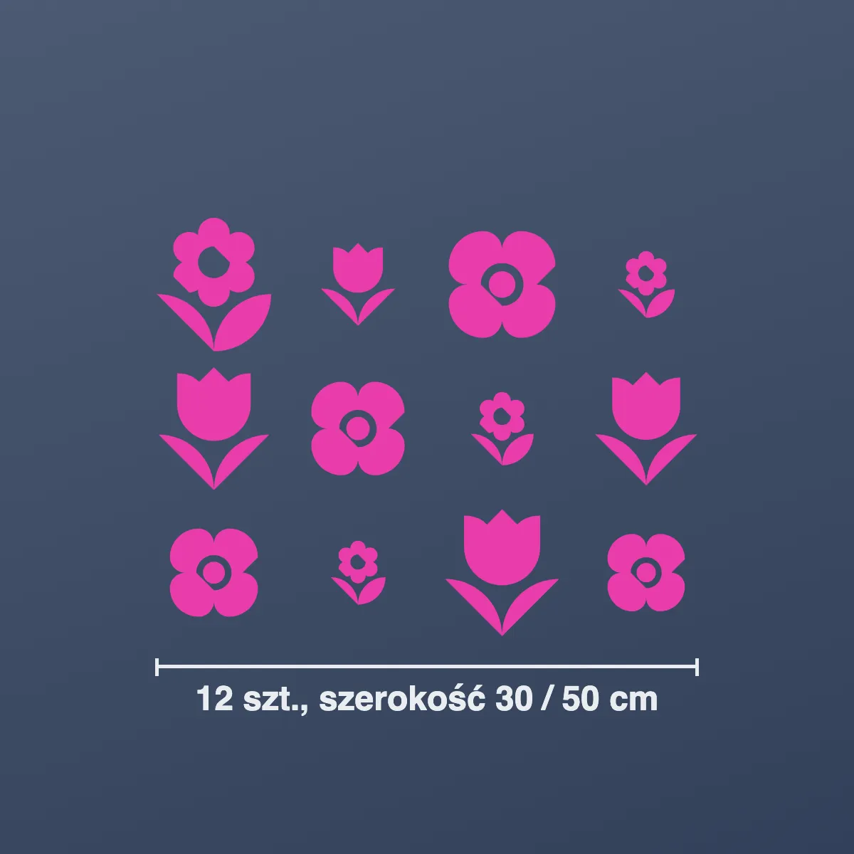 Naklejki na ścianę dla dzieci: kwiatki (12 szt.)