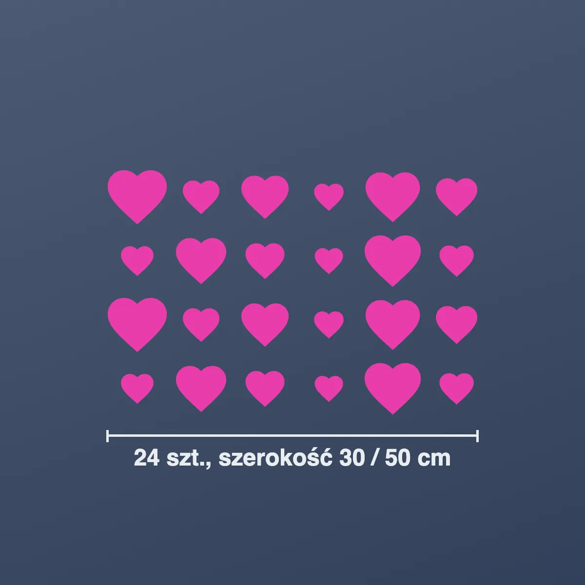 Naklejki na ścianę dla dzieci: serduszka (24 szt.)