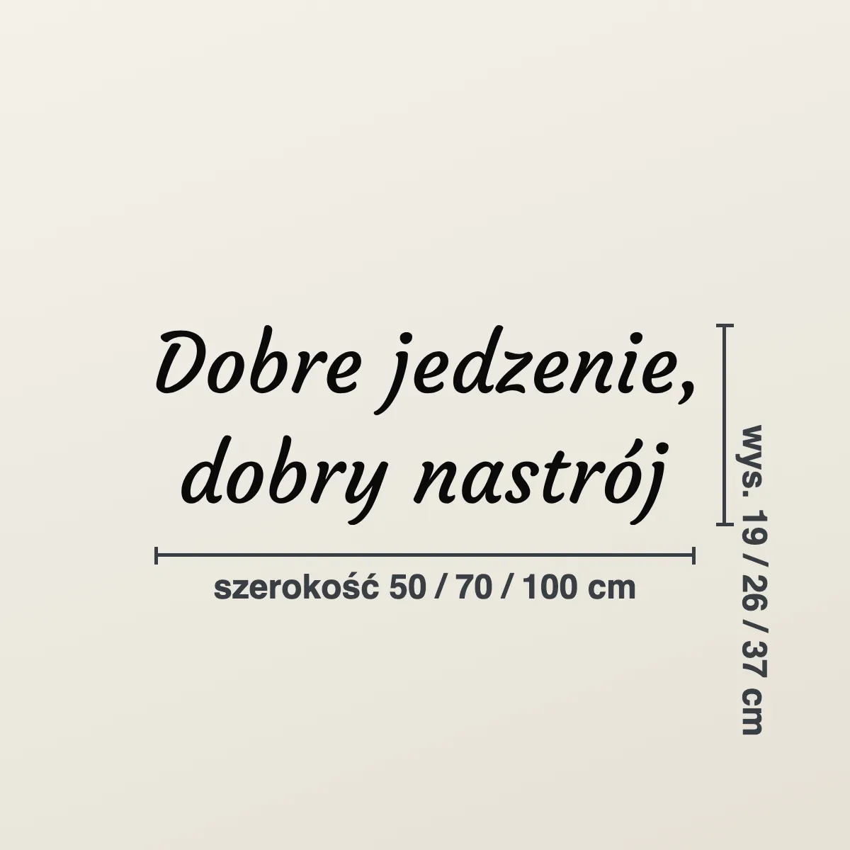 Napis na ścianę do kuchni „Dobre jedzenie, dobry nastrój”