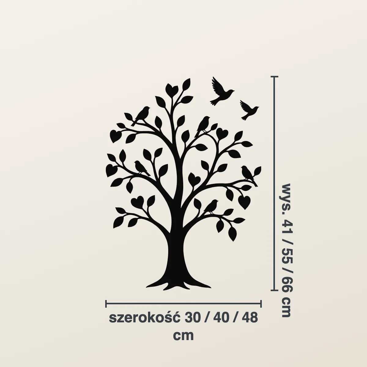 Grafika na ścianę — Drzewo z siedzącymi ptakami