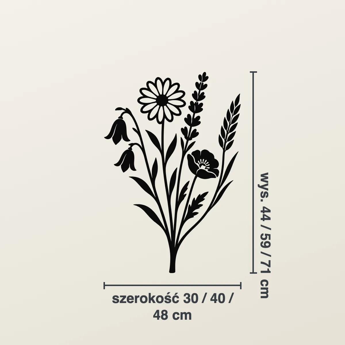 Grafika na ścianę — Dzikie kwiaty line art