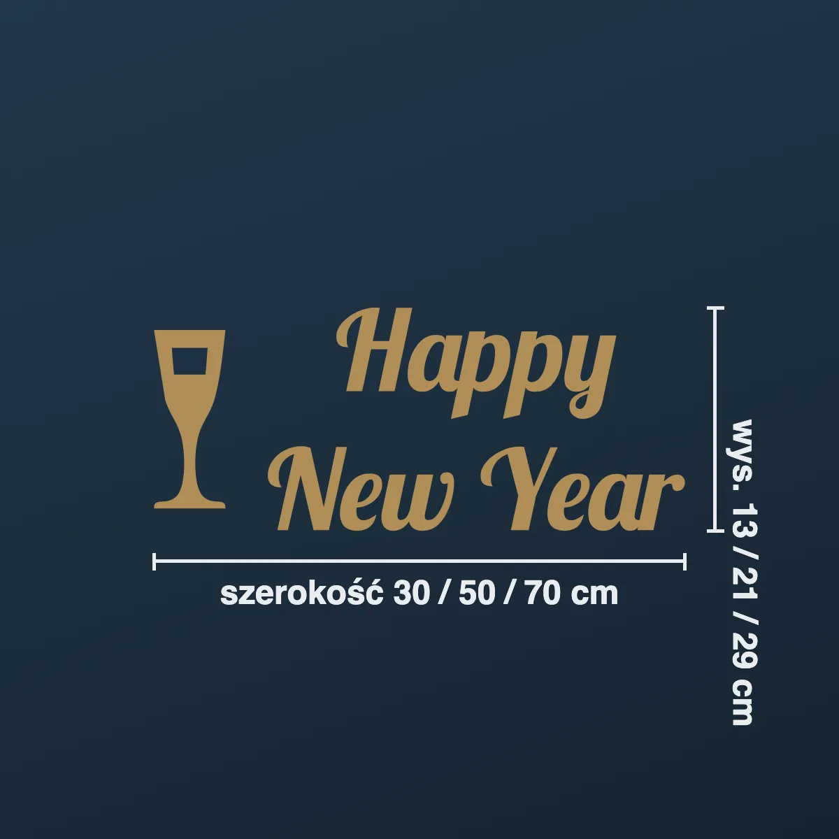 Naklejka sylwestrowa „Happy New Year” z kieliszkiem