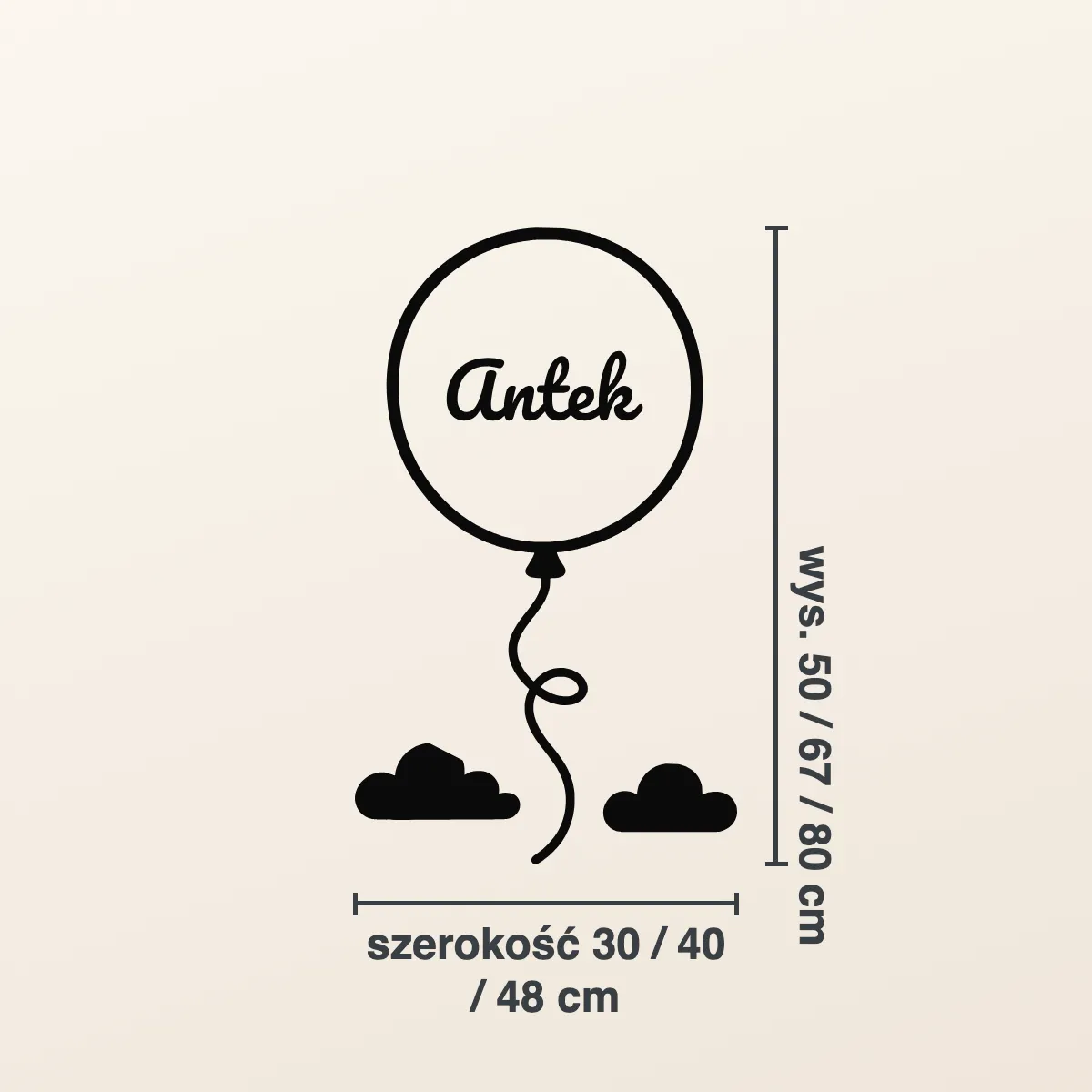 Naklejka na ścianę dla dzieci — Imię dziecka w baloniku