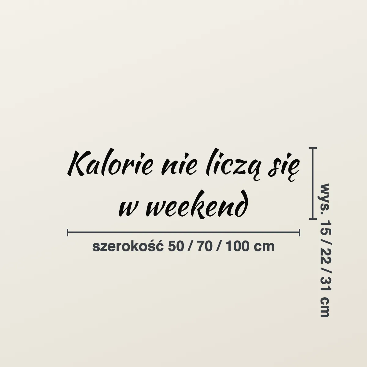 Napis na ścianę do kuchni „Kalorie nie liczą się w weekend”