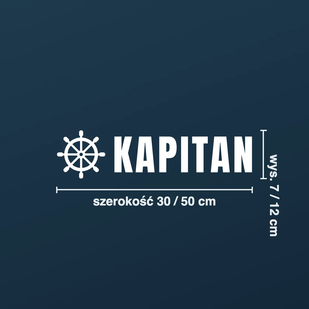 Naklejka żeglarska „KAPITAN” ze sterem