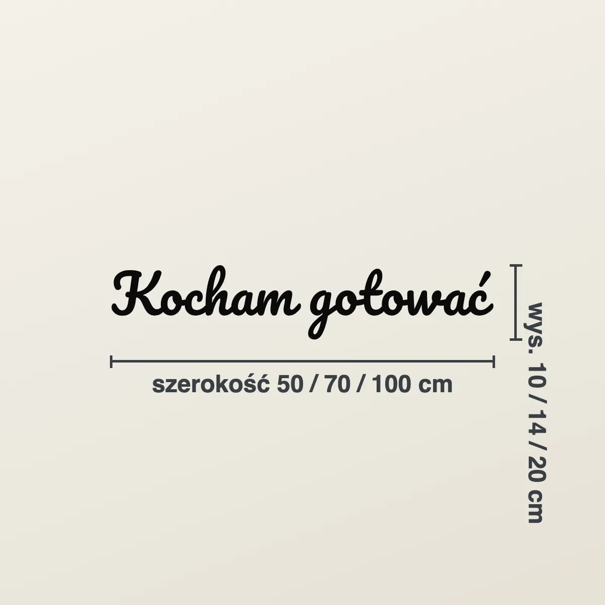 Napis na ścianę do kuchni „Kocham gotować”