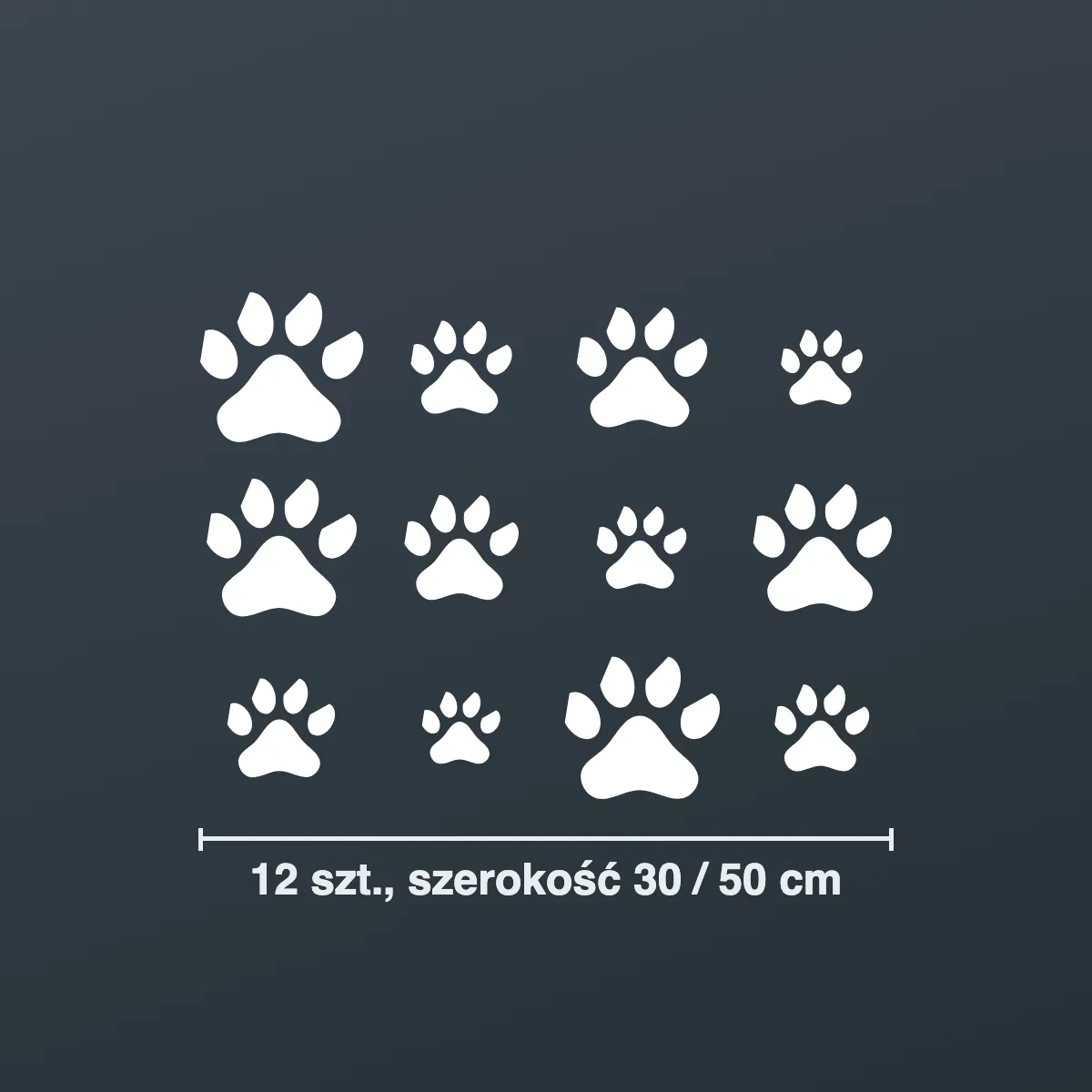 Naklejki łapki psa — komplet 12 szt.