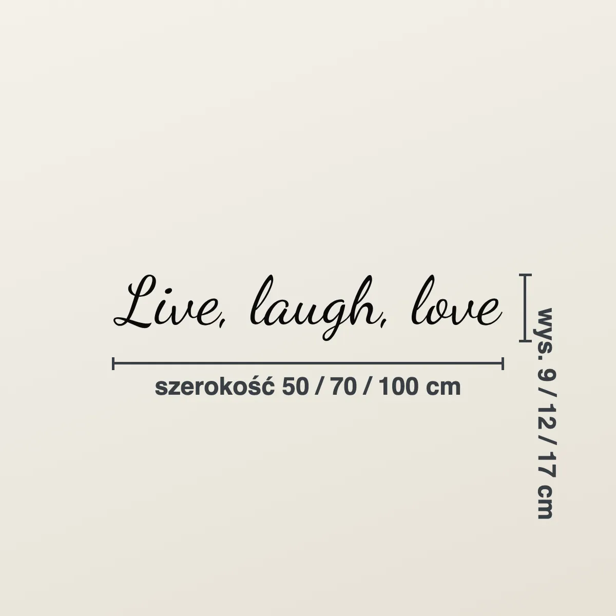 Napis na ścianę „Live, laugh, love”