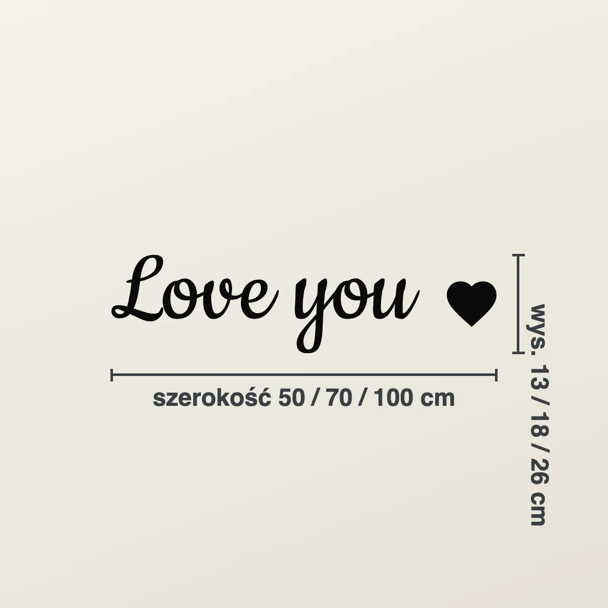 Napis do sypialni „Love you”