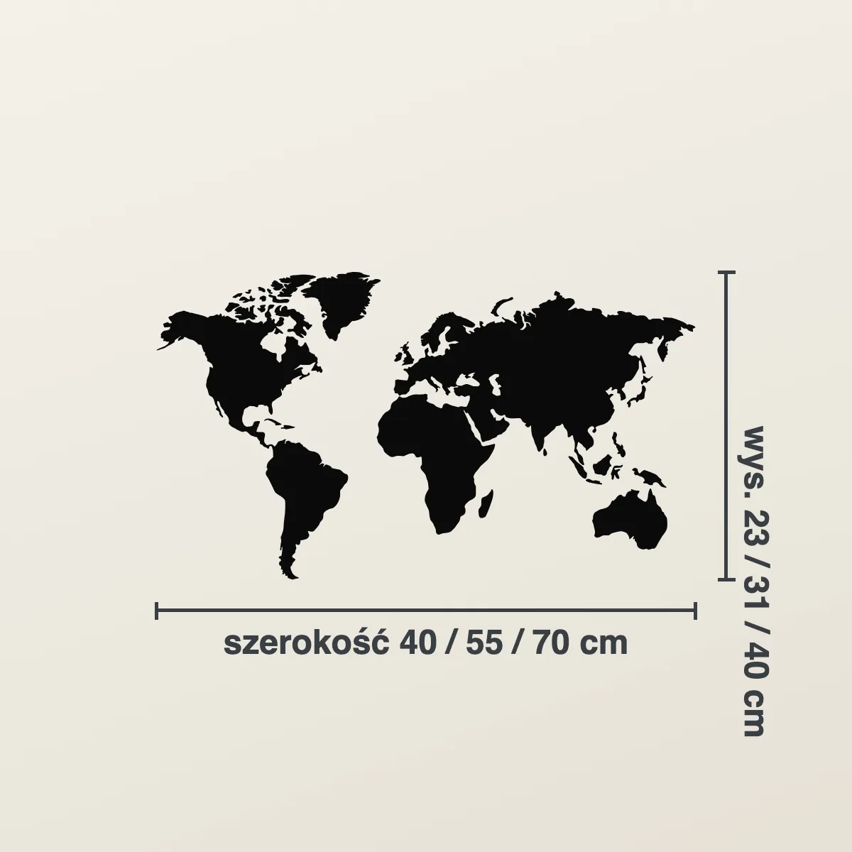 Grafika na ścianę — Mapa świata – kontury kontynentów