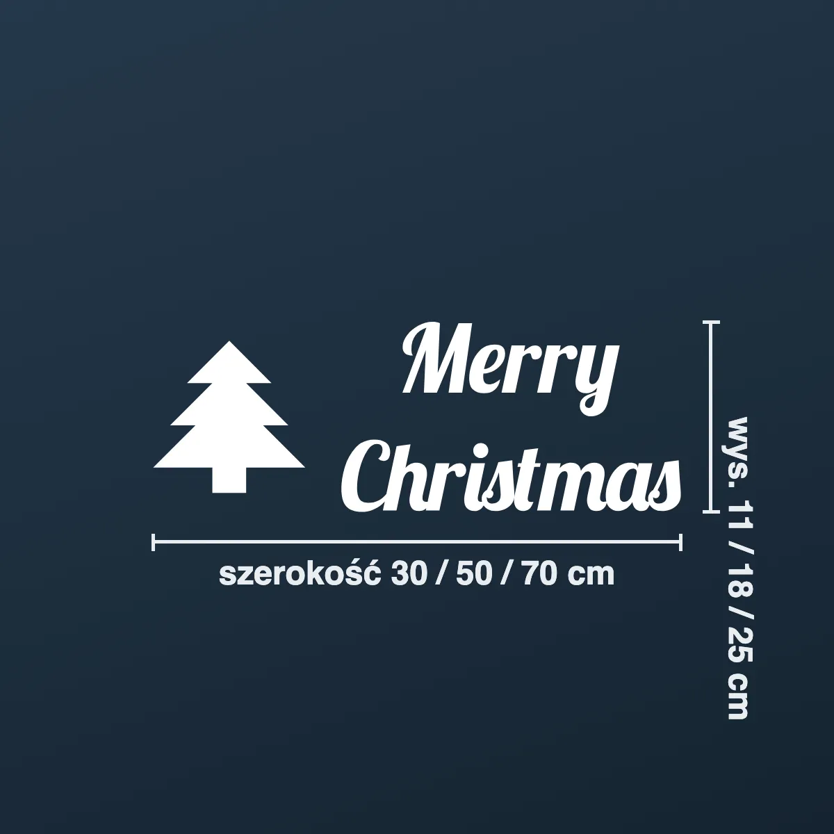 Naklejka świąteczna na okno „Merry Christmas” z choinką