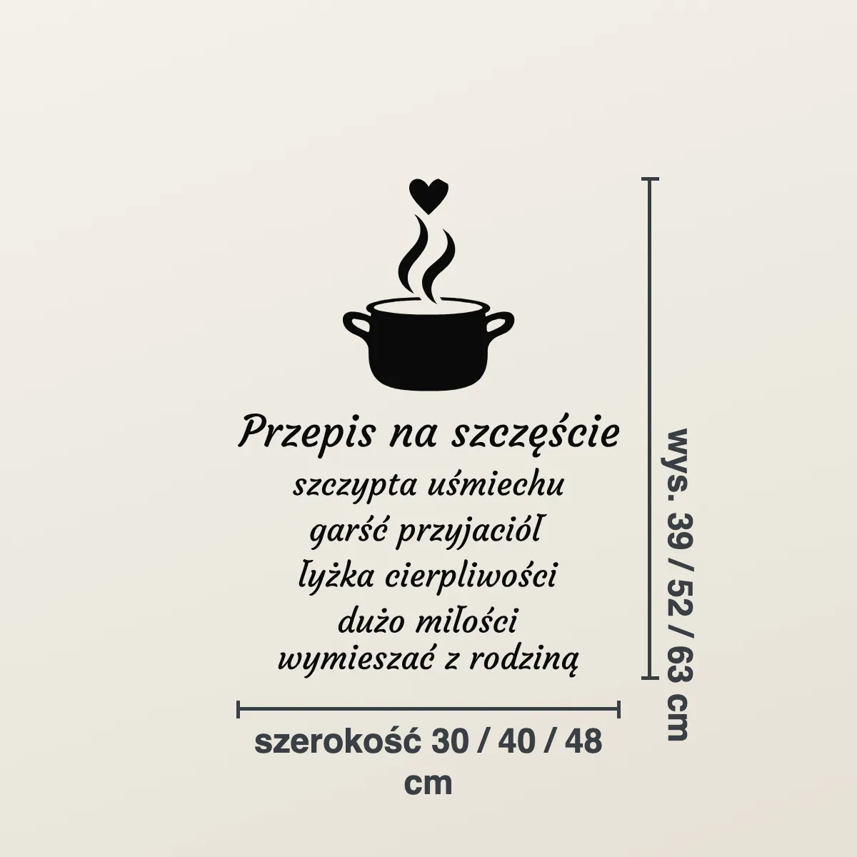 Grafika na ścianę — Napis „Przepis na szczęście”