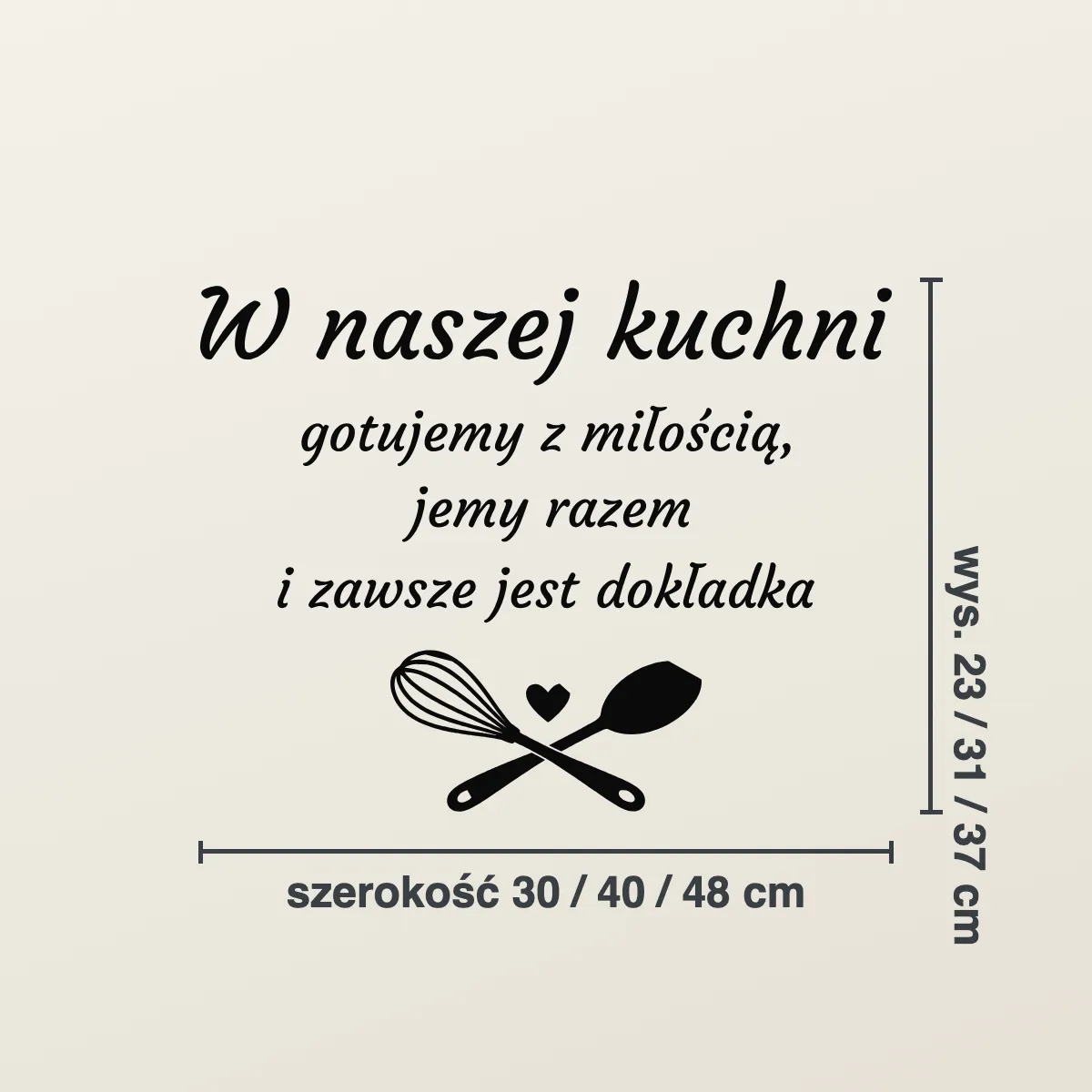 Grafika na ścianę — Napis „W naszej kuchni”
