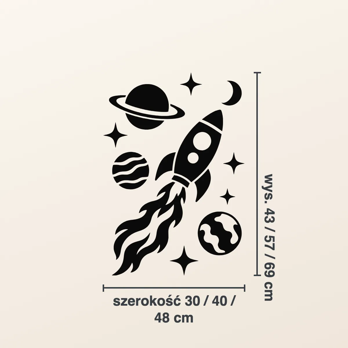 Naklejka na ścianę dla dzieci — Rakieta i planety