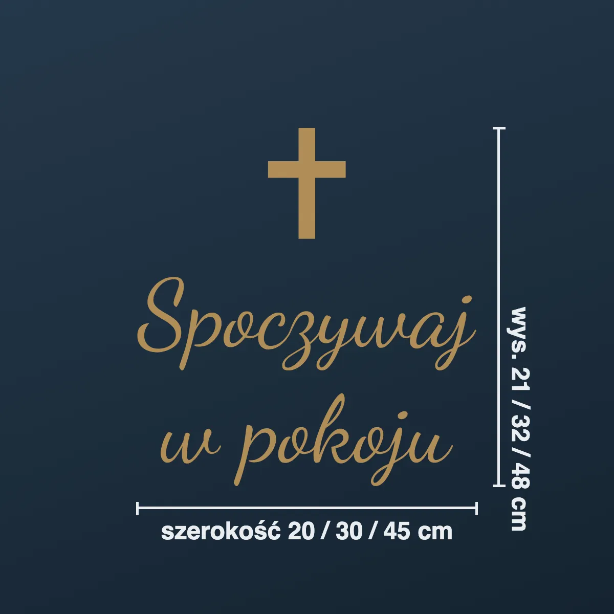 Napis na nagrobek „Spoczywaj w pokoju” z krzyżem