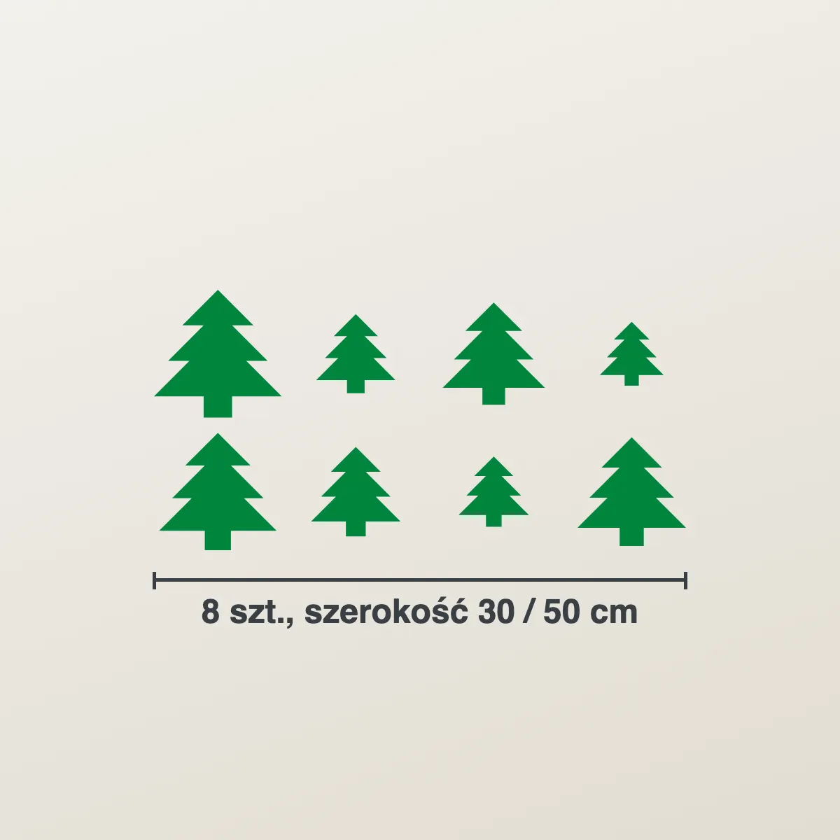 Naklejki świąteczne na okno: choinki (8 szt.)