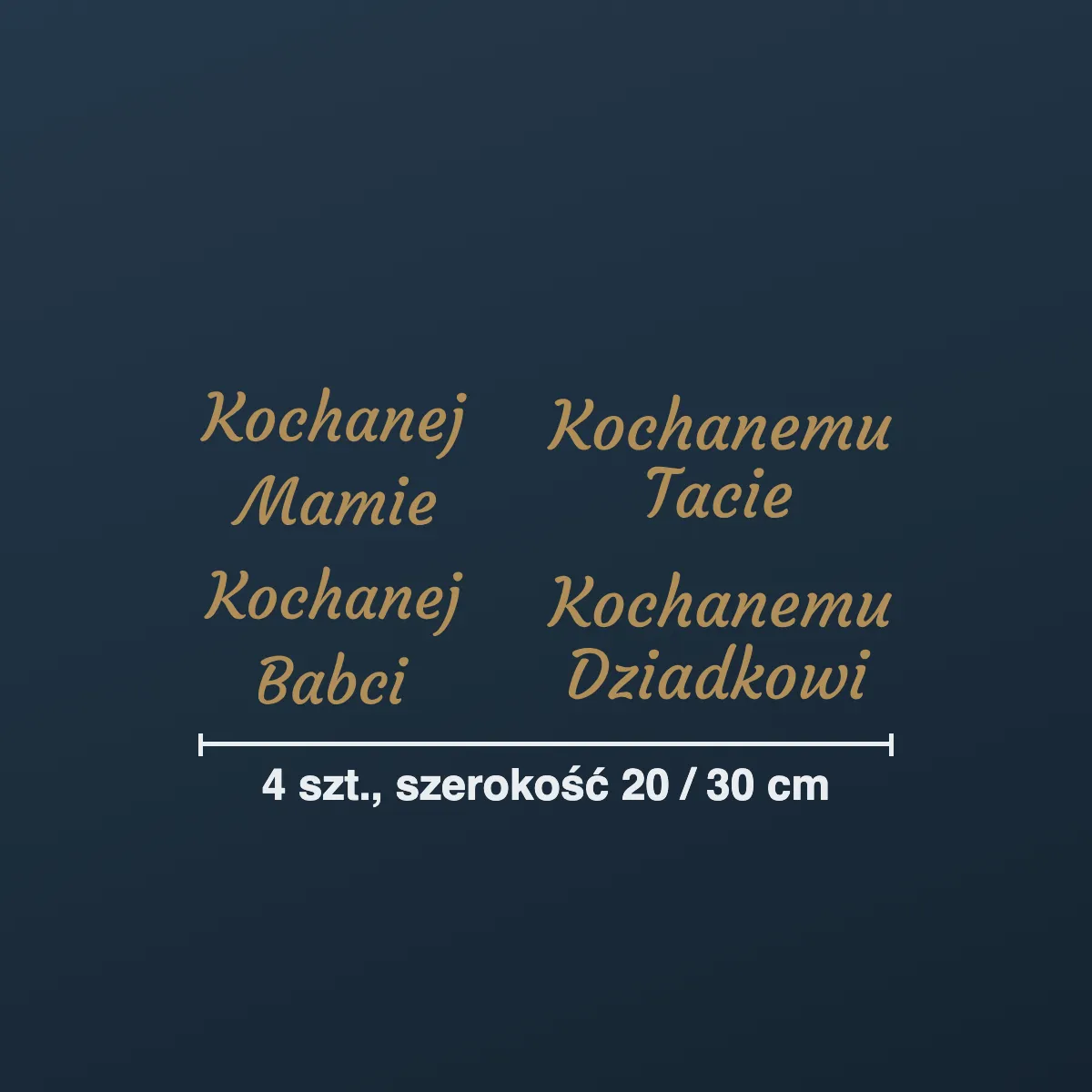 Naklejki na znicze: Kochanej Mamie, Tacie, Babci, Dziadkowi (4 szt.)